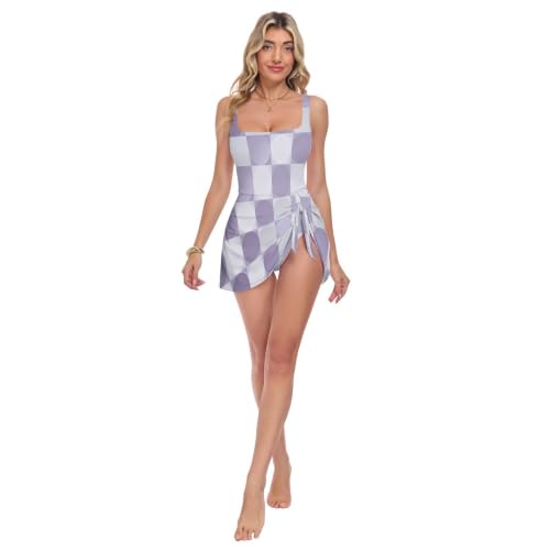 Maillot de bain 1 pièce lavande avec sa jupe amovible