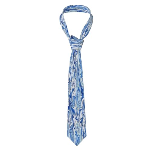 Blue White Floral Paisley Men'S Classic Silk Smooth Tie, Suitable For Pairing With Formal Occasions