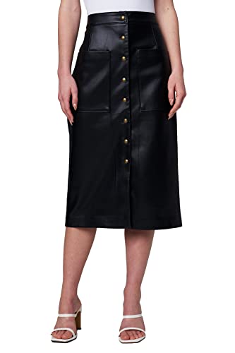 [BLANKNYC] Womens Snap Front Midi Vegan Leather Skirt