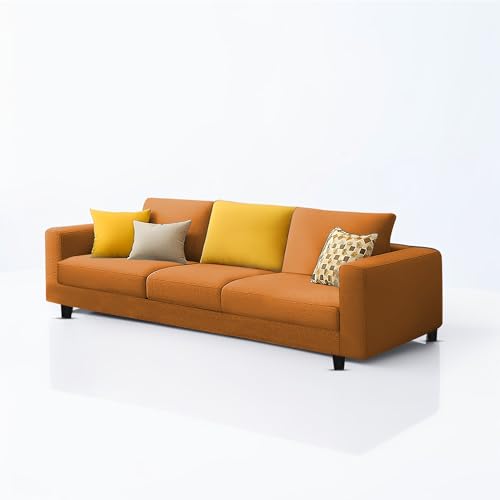 Image of Galib 3+2 Seater Sofa Set for Living Room (Orange Fabric) Premium Fabric Sofa Set