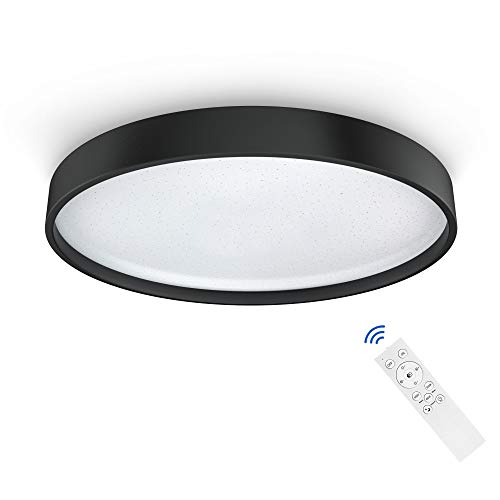 Preisvergleich Produktbild Anten NIGHTSKY / 36W LED dimmbare Deckenlampe mit Fernbedienung und Sterneneffekt / Farbtemperatur 3000-6500K einstellbar / Schwarz / rund Ø 39cm