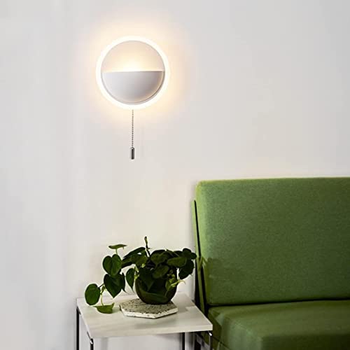 Applique murale LED blanche ronde avec interrupteur pour salon