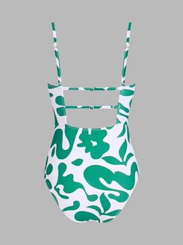 Image of CUPSHE Women Swimsuit One Piece Bathing Suit Square Neck Cutout Back Tummy Control with Adjustable Spaghetti Straps