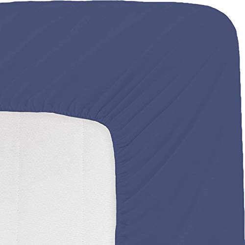 Image of Sweet Dream's 750 Collection Egyptian Cotton Fitted Bedsheet 4 to 12 Inch Matress 15 inch Drop Twin XXL Bed (42x72) Inches (3.5 by 6) Feet + 2 Pillow Covers (18x28), Medium Blue