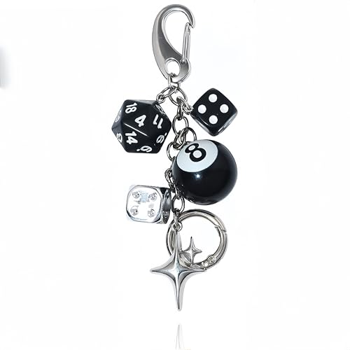GONZTEL 1 unidad llavero personalizado, accesorio para bolso, mochila, anillo de llaves, colgante (con bola de billar 8-ball) (negro)