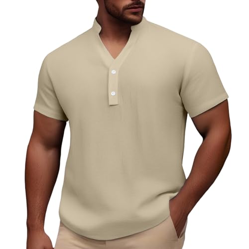 Camisas Hombre Lino Casual Camisas Casuales de Manga Corta para Hombre. Diseño Elegante y Cómodo Uso Diario. Tejido Ligero y Transpirable para Primavera y Verano