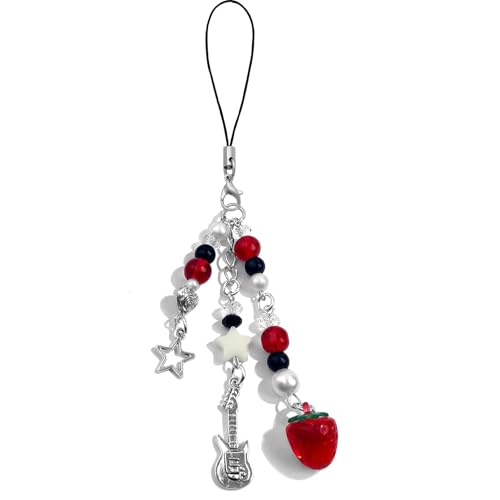 Homvog 1-4PCS Cute Phone Charms Aesthetic Y2K Cell Phone Charms Strap Strawberry Butterfly Star PhoneCharm Y2K Accessories for Bag Keychain Airpods Camera Pendants Decor (Red Strawberries)