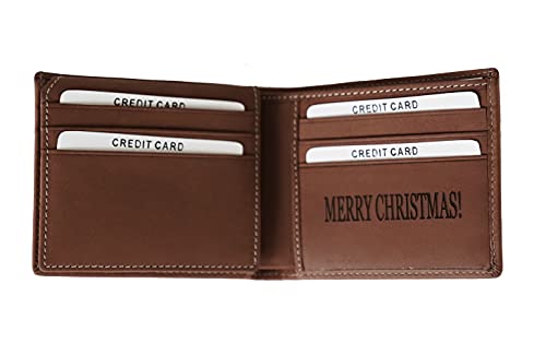 Custom Wallets For Men, Personalized Gifts For Men, Personalized Wallet For Men, Customized Engraved Full Grain Leather with RFID Blocking, Custom Gifts, Customized Wallets For Fathers Day, (Brown)