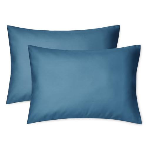 Image of EXQ Home Toddler Pillowcases Zippered 13x18 Travel Pillow Case Set of 2, Small Pillow Case Fits Baby Pillow Sized 12x16, 13x18, Kids Pillowcases 2 Pack Machine Washable (Misty Blue)