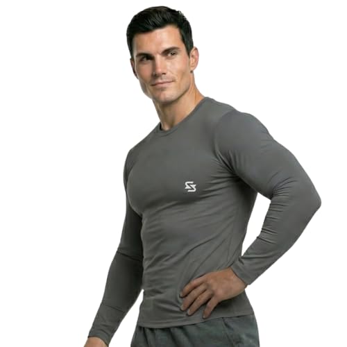 Image of Men's Cool Dry Short Sleeve Compression Shirts, Sports Baselayer T-Shirts Tops, Athletic Workout Shirt