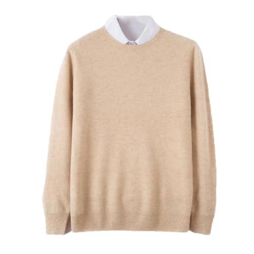 Mnjyihy Men's Warm Wool Sweater Casual Long-Sleeved Business Round Neck Versatile Basic Style Pullover