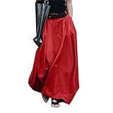 Material: la falda larga para mujer está hecha de tela de poliéster de alta calidad, que es transpirable, cómoda y liviana, es una ropa de calle de moda.