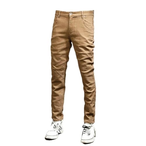 Mens Jeans Black Khaki Brown Stretch Slim Fit Vintage Trousers Men Korean Casual Denim Pants2