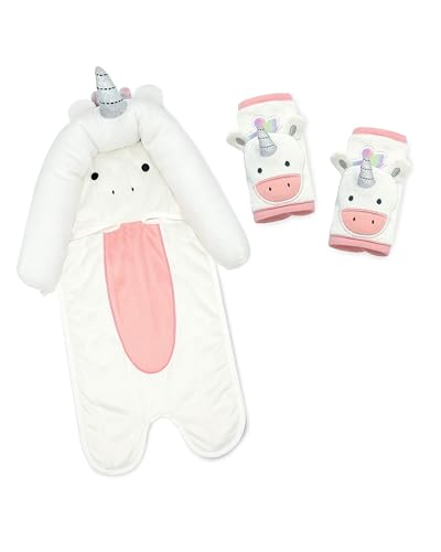 Image of Travel Bug Baby & Toddler 3-Piece Head Support & Strap Covers Set for Car Seats, Strollers & Bouncers … (Unicorn)
