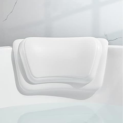 Badewannenkissen, Ergonomisches Badekissen, Stylisch PU-Badekissen mit Saugnäpfen, Wasserdichte Badewannen Kissen, Hochwertiges Rutschfesten Badekissen, Antibakteriell, Bad Zubehör Cover