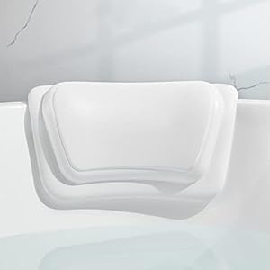 Lonkenn Almohada Bañera, Almohadas de Baño con Ventosas, Almohada Bañera Ergonómica, Waterproof Bath Headrest Bathtub para Todas Las Bañeras, SPA en Casa Bañera de Hidromasaje-Blanco