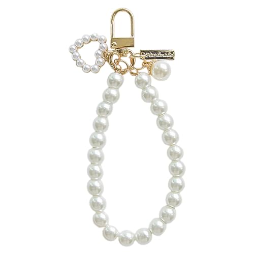 2026 Keychain Women Keychain Faux Pearl Gold Car Keychain Backpack Keychain Accessories Key Chain Hanger Gift for Your Loved Ones White One Size