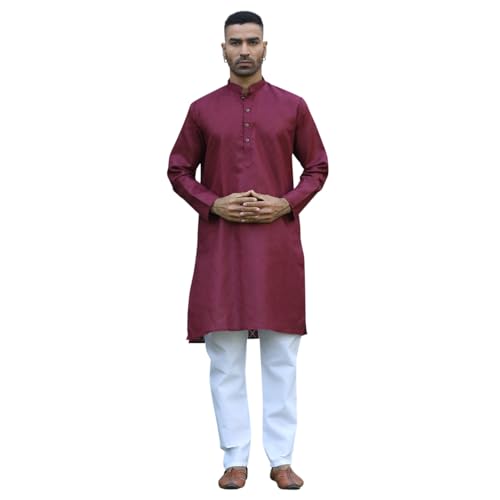 Image of KRAFT INDIA Men's Cotton Kurta Pyjama Set | Woven Design Traditional Ethnic Wear | Festive, Wedding & Casual Outfit | Comfortable & Breathable Fabric