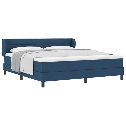 vidaXL Cama Box Spring con colchón Tela Azul 180x200 cm