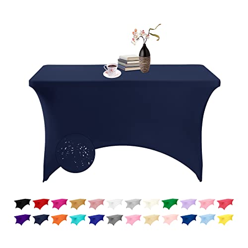 eccwai Spandex 4ft Waterproof Table Cover for Party,Wedding, Banquet, and Events(Navy)