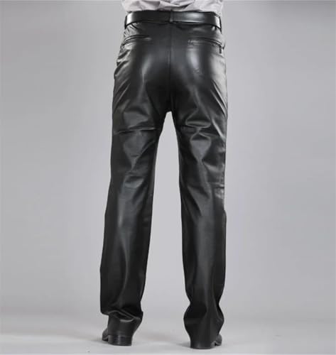 Men's Genuine Sheepskin Leather Pants Plus Size Straight Fit Trousers Zipper Fly Full Length2