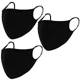 Black Cloth Face Mask 3 Pack,Washable, Reusable and Breathable Face Covering with Nose Wire and Adjustable Ear Protection Loops for Adult & Teens