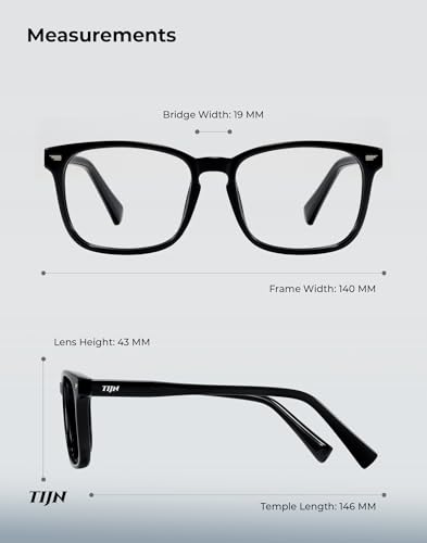 Image of TIJN Premium Blue Light Blocking Glasses for Women Men Computer Gaming Use | Square TR90 Frame Nerd Eyeglasses Anti Blue Ray with Red, Orange, Clear Lens for Computer, Phone, TV and Evening Screen Use