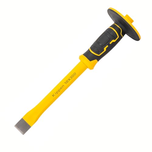 Kippen 3009BA - Scalpello per Muratore a Punta Piatta con Impugnatura di Protezione in Materiale Bicomponente. Dimensioni: 300x18mm.
