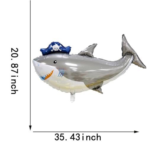 Image of Sea Animal Baby Shark Balloons,4pcs Ocean Themed Balloon Party Decoration,Large Shark Balloons 35 Inch Mylar Balloons,Ocean Balloon Birthday Party Decorations Baby Shower