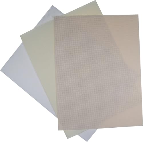 Image of KCS 3 pc of 12 inch x 18 inch 14CT Counted Cotton Aida Cloth Cross Stitch Fabric (White+Antique White+Ecru)