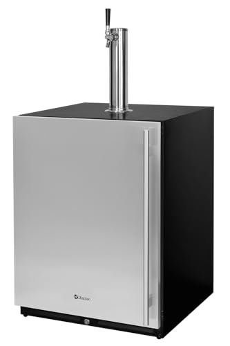 Image of Kegco 24 inch Wide Single Tap Stainless Steel Built-In Left Hinge Kegerator with Dispense Kit