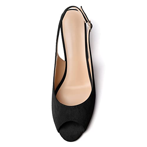 YODEKS Womens Wedges Peep Toe Low Heel Pumps 2 Inch Slingback Sandals Shoes3