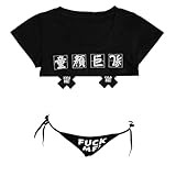 YOMORIO Anime Lingerie Sexy Bra and Panty Set Naughty Crop Top Cosplay Costumes (Black)