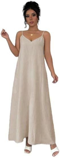 SKAYS Womens Sexy Backless Sleeveless Dress Adjustable Spaghetti Strap V Neck Flowy Beach Maxi Dress - Image 2