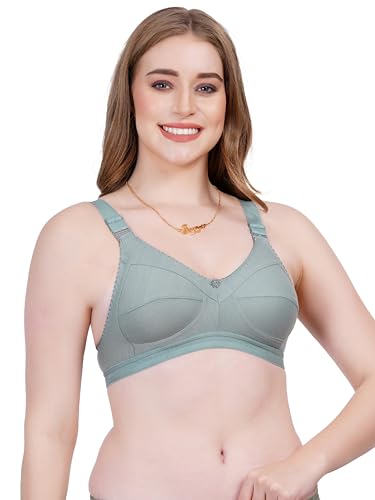 Image of Women Non Padded Bra in B & C Cup - Made of Pure Cotton Full Coverage Non Wired Soft Cup for T-Shirt Saree Dress Sports Garment for Daily Use Everyday