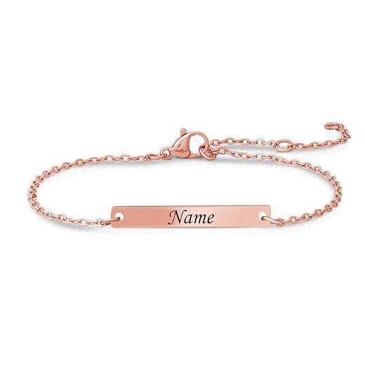 Personalisierte Geschenke Frauen | Personalisiertes Armband | Armband mit Gravur | Geschenk Freundin | Geschenke für Taufe, Valentinstag, Weihnachten, Frau und Freundin (Roségold)