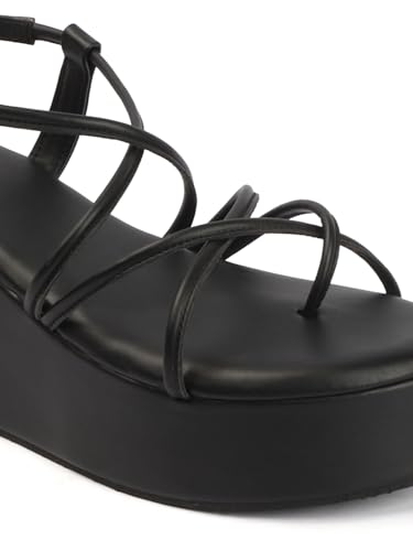Image of TRYME Women Open Toe Comfort Multi Strap Stylish Daily Wear Wedge Heel Sandals