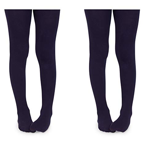 Jefferies Socks School Uniform Girls Solid Cotton Knit Dress Tights 2 Pack