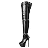  GIARO Sophia Premium Stiefel für Damen - Elegante High-Heels - Kniestiefel mit hohem Absatz - Damenstiefel - Stöckelschuhe für Frauen - Schwarz Matt (Schwarz Matt, Numeric_40)