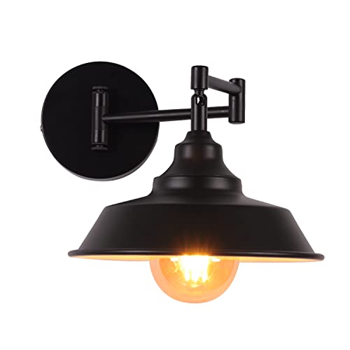AIRTWESD Applique à bras pivotant E27 Luminaire mural à bras articulé Industrielle Vintage Métal Appliques Murales Ancienne Rustique Rétro Chevet Lampe (No Bulb)