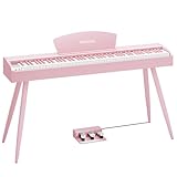 WENCAI Digital Piano 88-Key Fully Weighted Keyboard - Hammer Action Electric Piano, Full-Size Wooden Pianos for Beginner Professional Adults with Sheet Music Stand Triple Pedal, Pink
