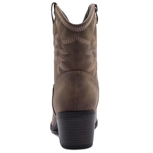 Image of GLOBALWIN Women's Brown Cowgirl Boots Ankle Booties