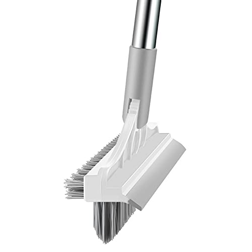 3 in 1 Floor Scrub Brush with Squeegee, Floor Scrub Brush with Long Handle, 180° Rotating Brush Head for Floor Kitchen Wall Deck Tile Cleaning