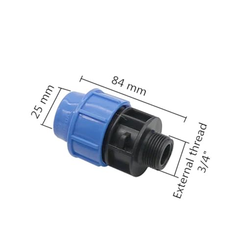 Conector recto PE 20mm con rosca macho de 1/2 pulgada para tuberia de riego blanco 3