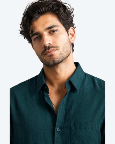 Image of Arvest Men's Solid Linen Casual Shirt | Regular Fit | Breathable | Full Sleeve