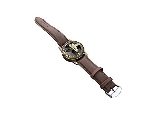 A S Handicrafts Brass Sundial Clock Leather Strape Stamped Wrist Compass Navigation #TOP1