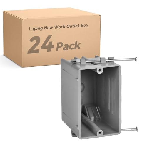 Togalonn 1-Gang New Work Outlet Box, PVC Electrical Box for Switch,GFCI,Dimmer, 22 Cubic Inch, UL Listed, 24 Pack