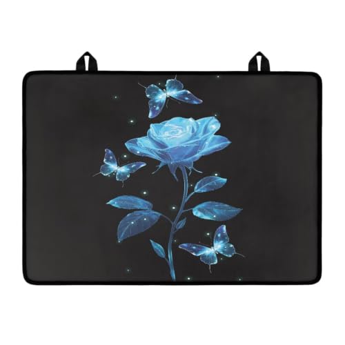 Image of Glass Ceramic Top Stove Cover Anti-Scratch Universal Induction Cooktop Protector Mat Range Covers for Electric Stove with Non-Slip Rubber Backing, 29 x 21 Inch, Rose Butterfly Black