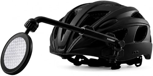 Ducameny Bike Helmet Mirror, 360° Adjustable Bicycle Rear View Mirror with Extendable Arm, Dual 3M Adhesive & O-Ring Mount, Reflective Cycling Mirror for Road, Mountain & Commuter Helmets（Black)