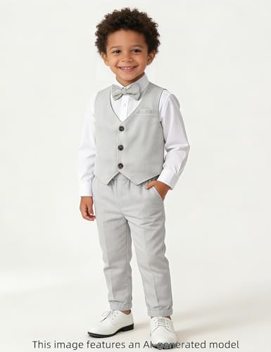 Image of A&J DESIGN 4pcs Baby & Toddler Suit, 12 Months - 5T, Shirt & Pants & Vest & Bow Tie